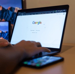 Google open on a laptop